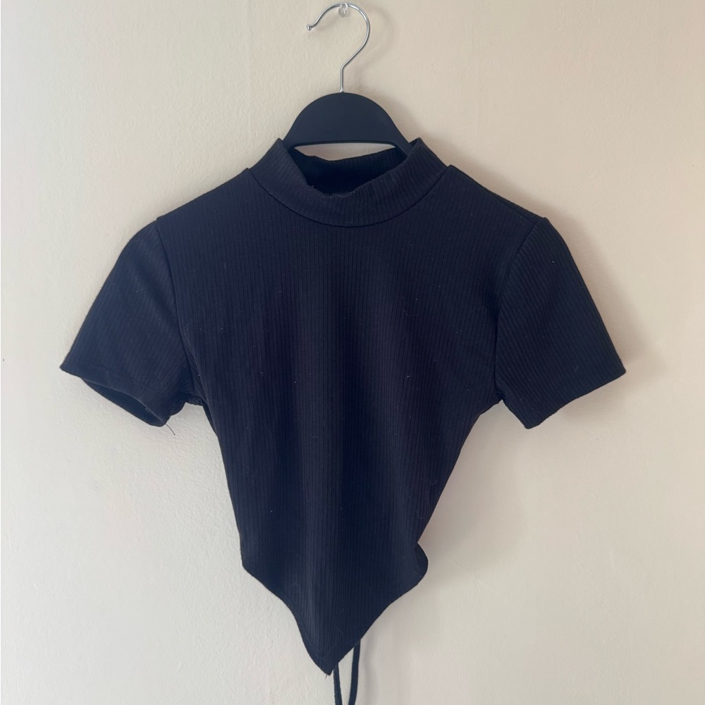 Forever 21 Black Ribbed Crop Top
